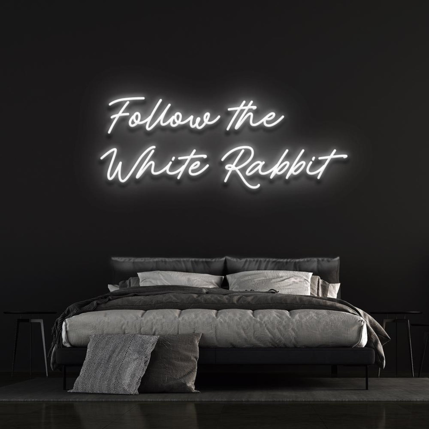 Follow The White Rabbit Warm Amber Led Neon Sign For Bedroom Decor | Shineneon