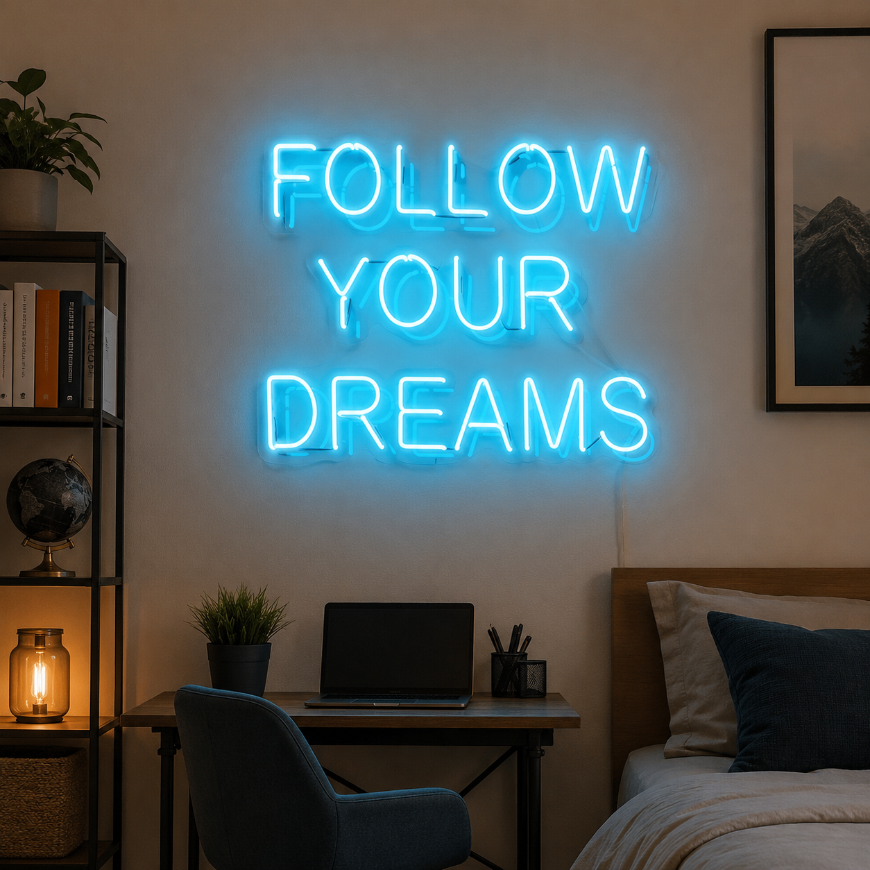 Follow Your Dreams LED Neon Sign Wall Neon Sign - 03 Real Lifestyle Scene