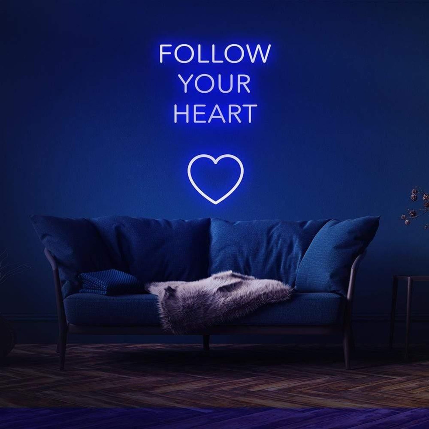 Follow Your Heart Light Blue Led Neon Sign With Heart For Home Decor | Shineneon