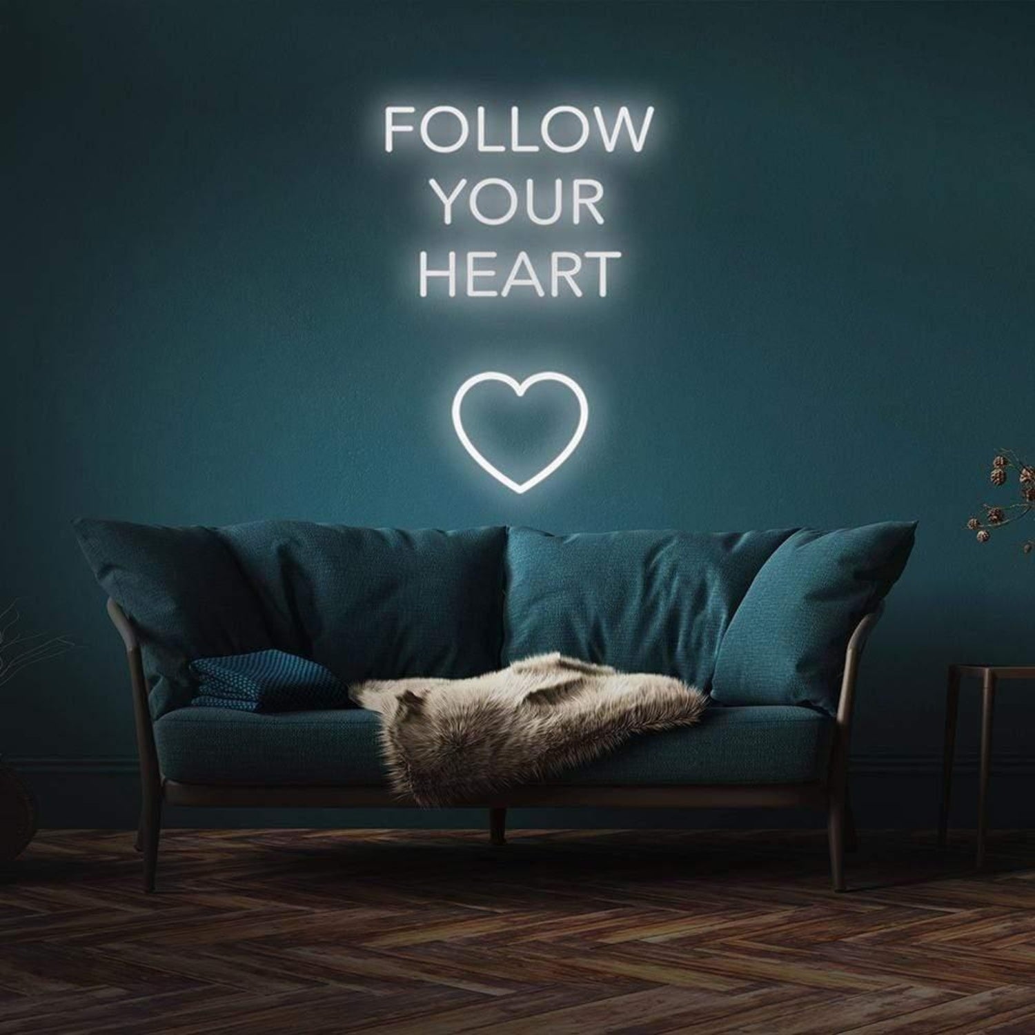 Follow Your Heart Light Blue Led Neon Sign With Heart For Home Decor | Shineneon