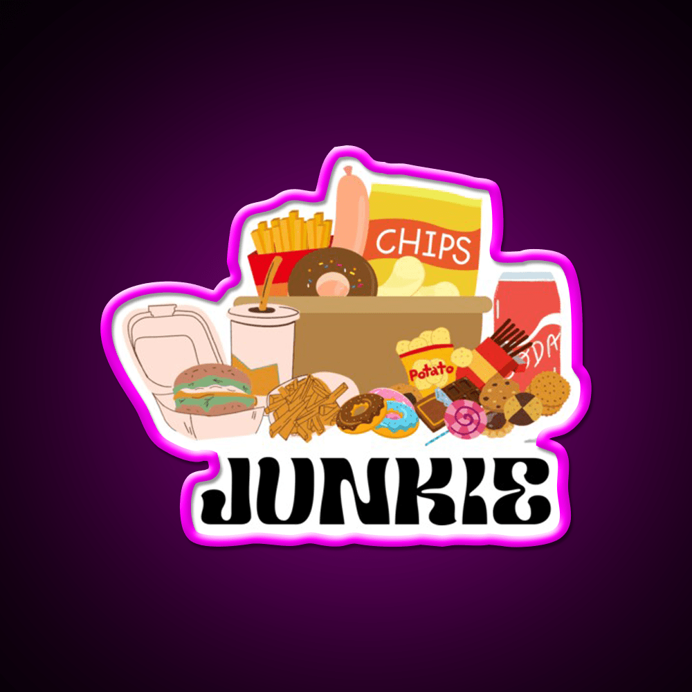 Food Junkie Fast Food Led Neon Sign For Burger Place Rgb Color - Shineneon