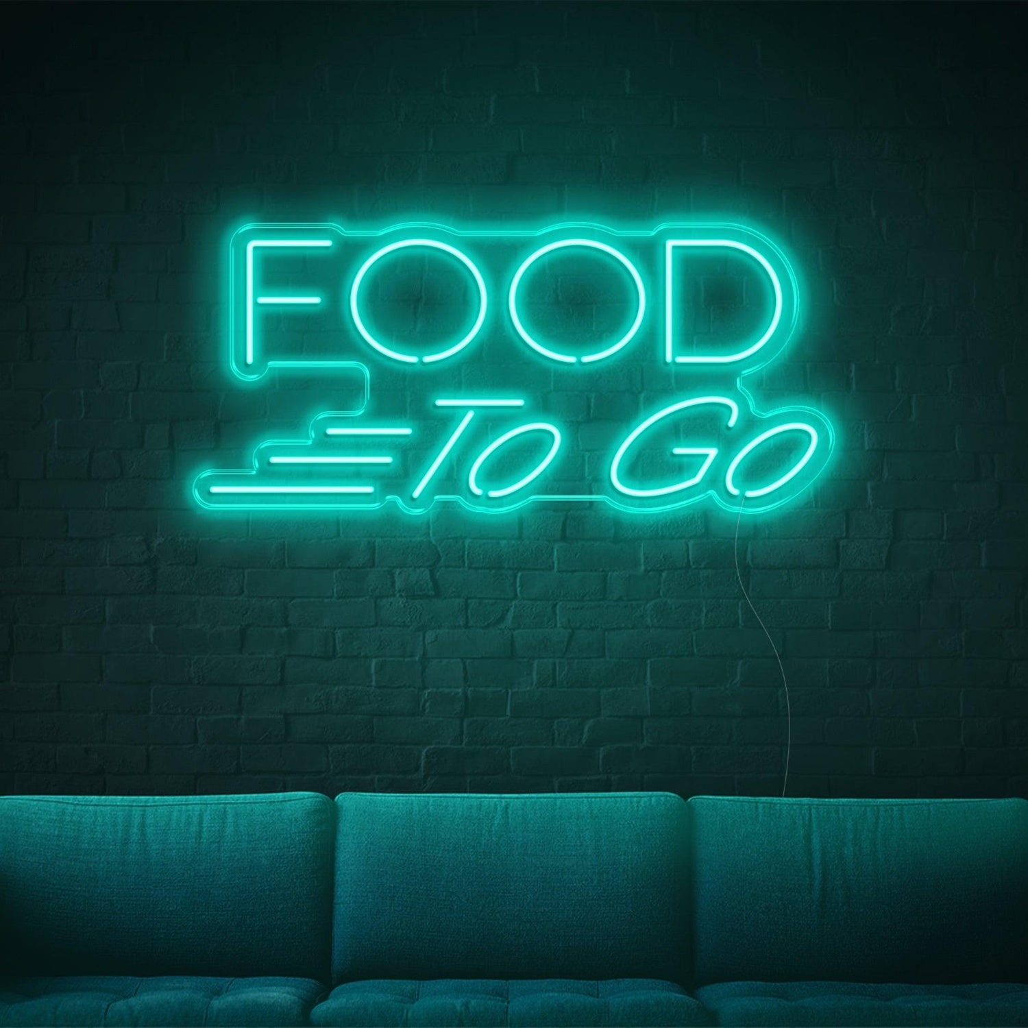 Food To Go Teal Led Neon Sign For Indoor Restaurant Decor | Shineneon