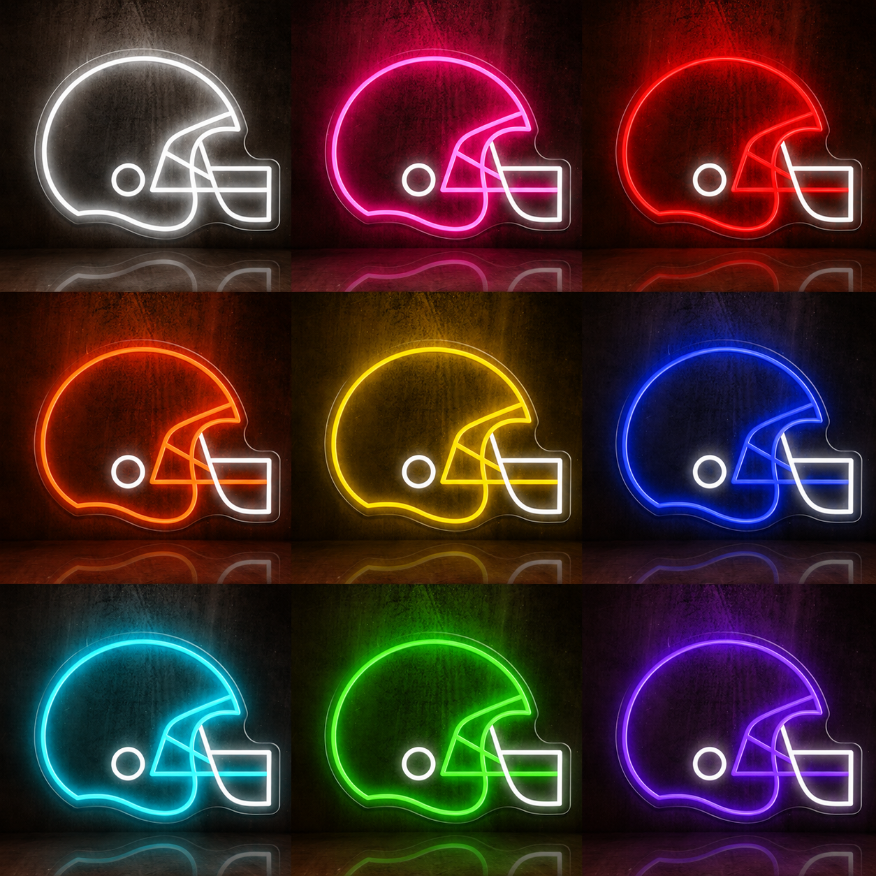 Football Fan Wall Decor LED Neon Sign color grid