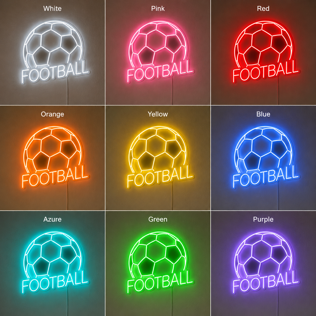 Football Home Decor LED Neon Sign color grid