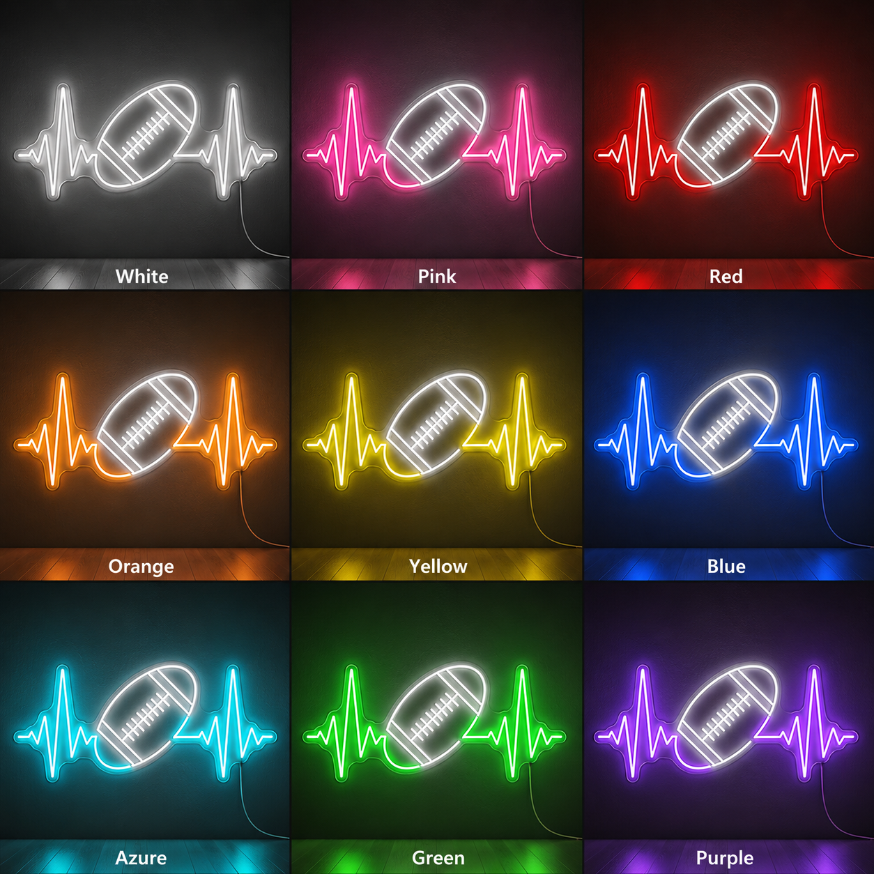 Football Locker Room LED Neon Sign color grid