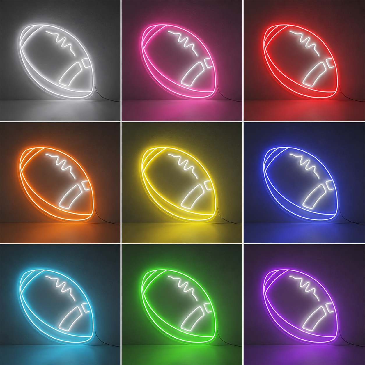 Football Play Room LED Neon Sign color grid