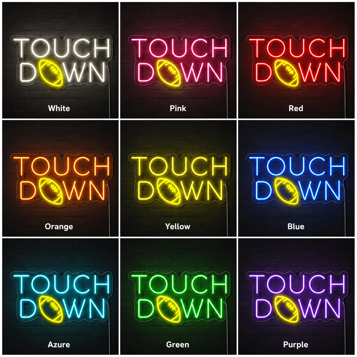 Football Trophy Wall LED Neon Sign color grid