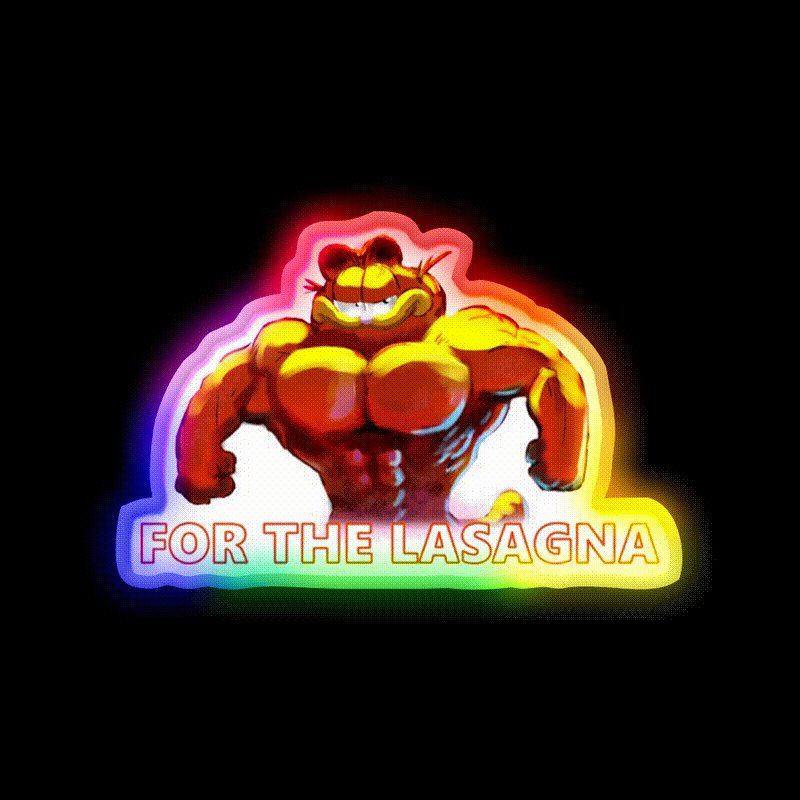 For The Lasagna Buff Garfield Gym Fitness Led Neon Sign Rgb Color