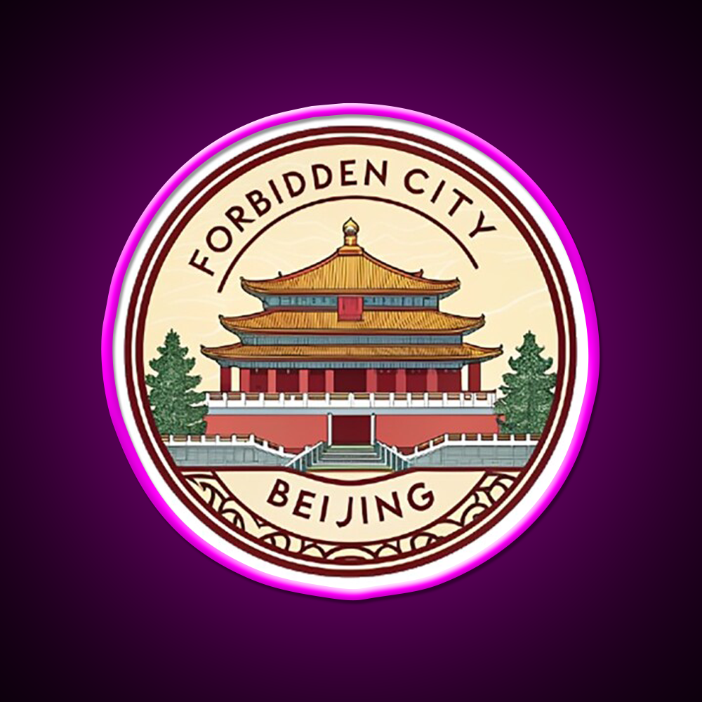 Forbidden City Beijing Asian Cultural Led Neon Sign Rgb Color - Neon sign mounted on wall in room