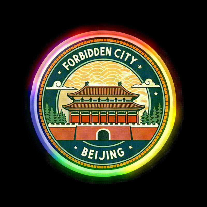 Forbidden City Beijing Asian Cultural Led Neon Sign Wall Art Rgb Color - LED neon sign close-up detail