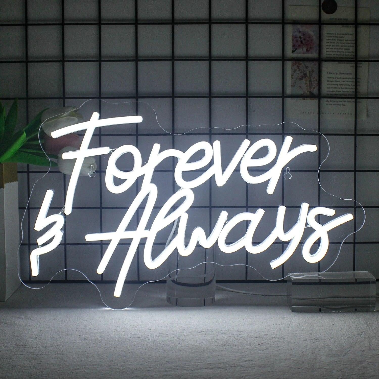 Forever And Always White Glow Led Neon Sign For Home Cafe Studio Decor | Shineneon