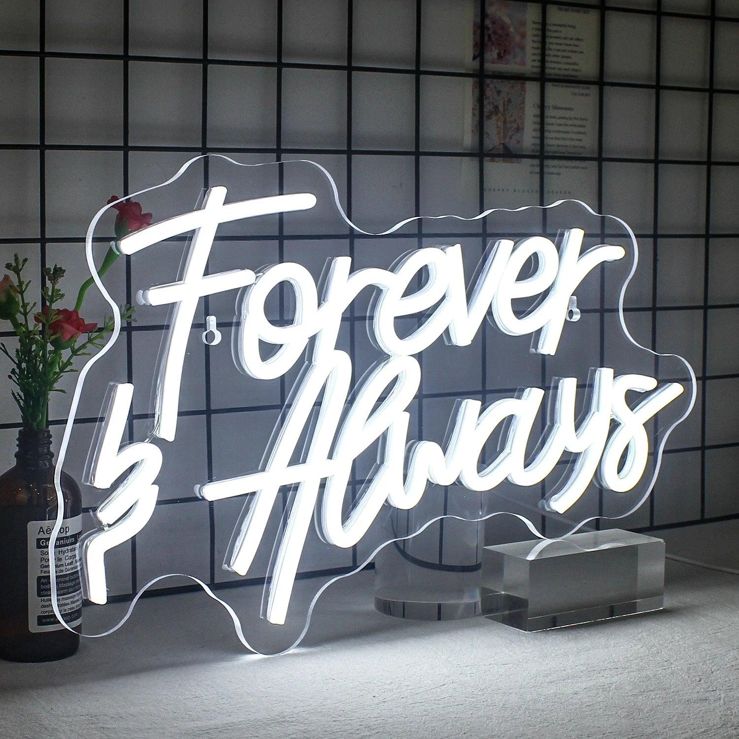 Forever And Always White Glow Led Neon Sign For Home Cafe Studio Decor | Shineneon