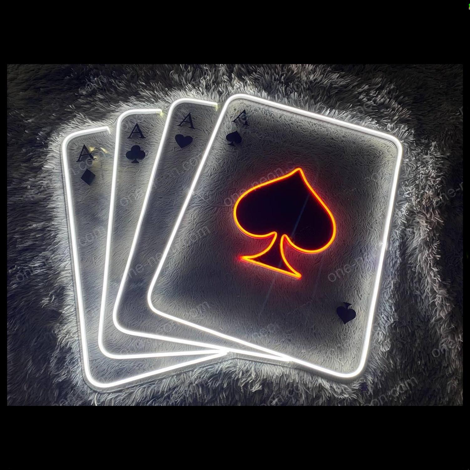 Four Aces Poker Red White Led Neon Sign For Game Room And Bar Decor | Shineneon