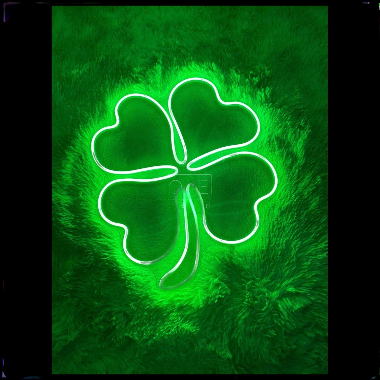 Four-Leaf Clover Green Led Neon Sign For Home Bar And St Patricks Day Decor | Shineneon