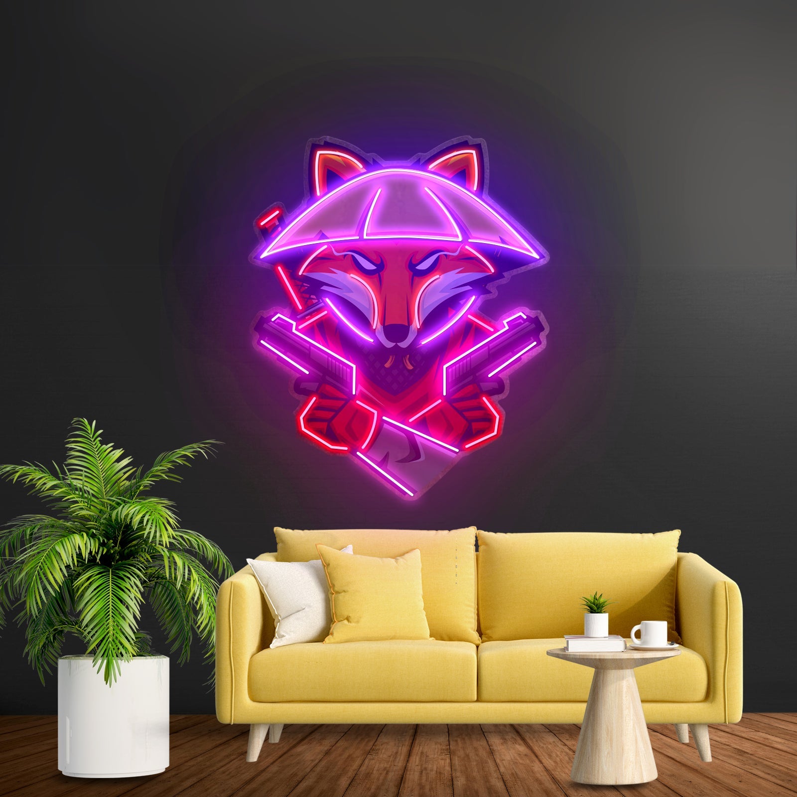 Fox Samurai With Gun Led Neon Sign Light Custom Led Signs - Shineneon