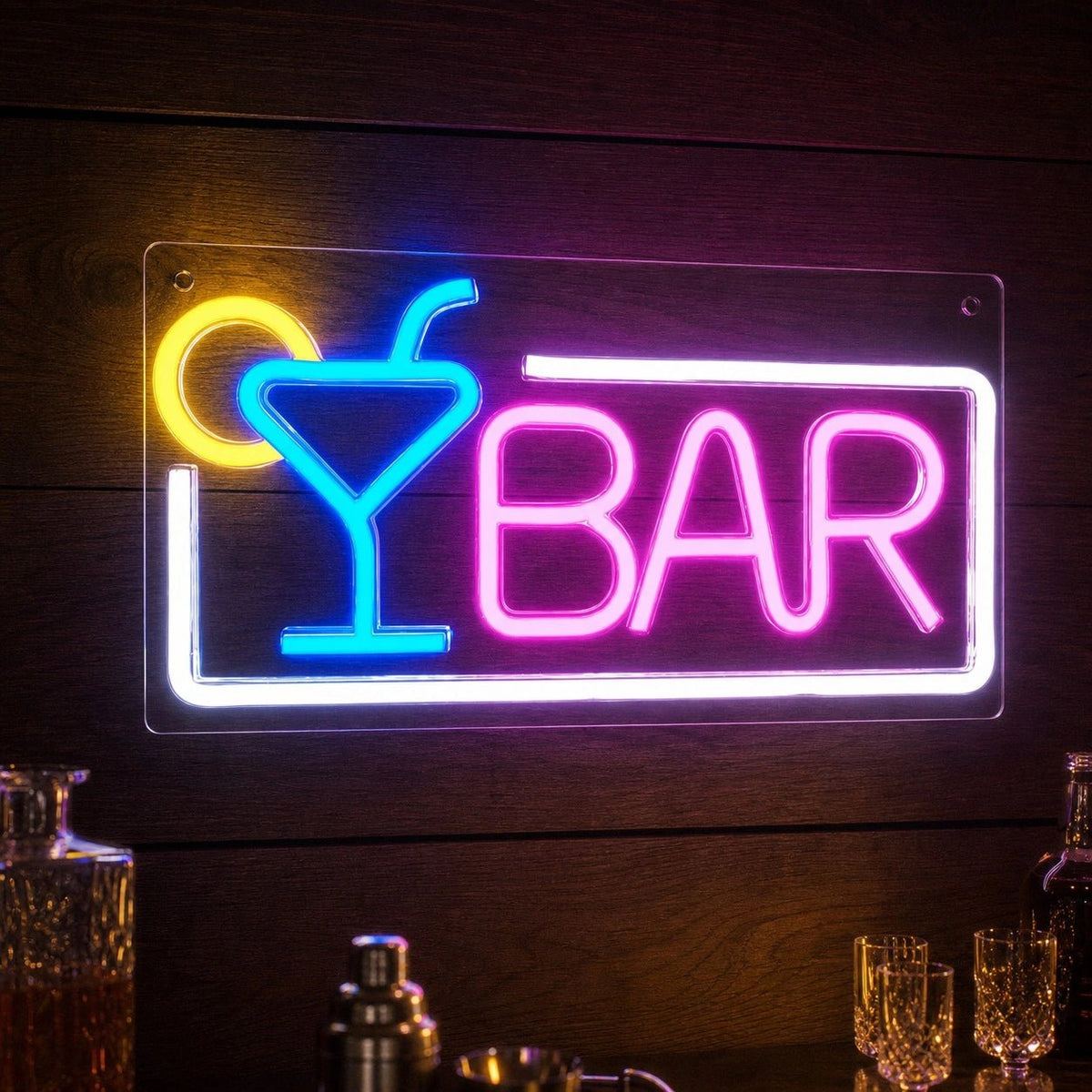 Framed Bar Martini Glass LED Neon Sign - Shineneon
