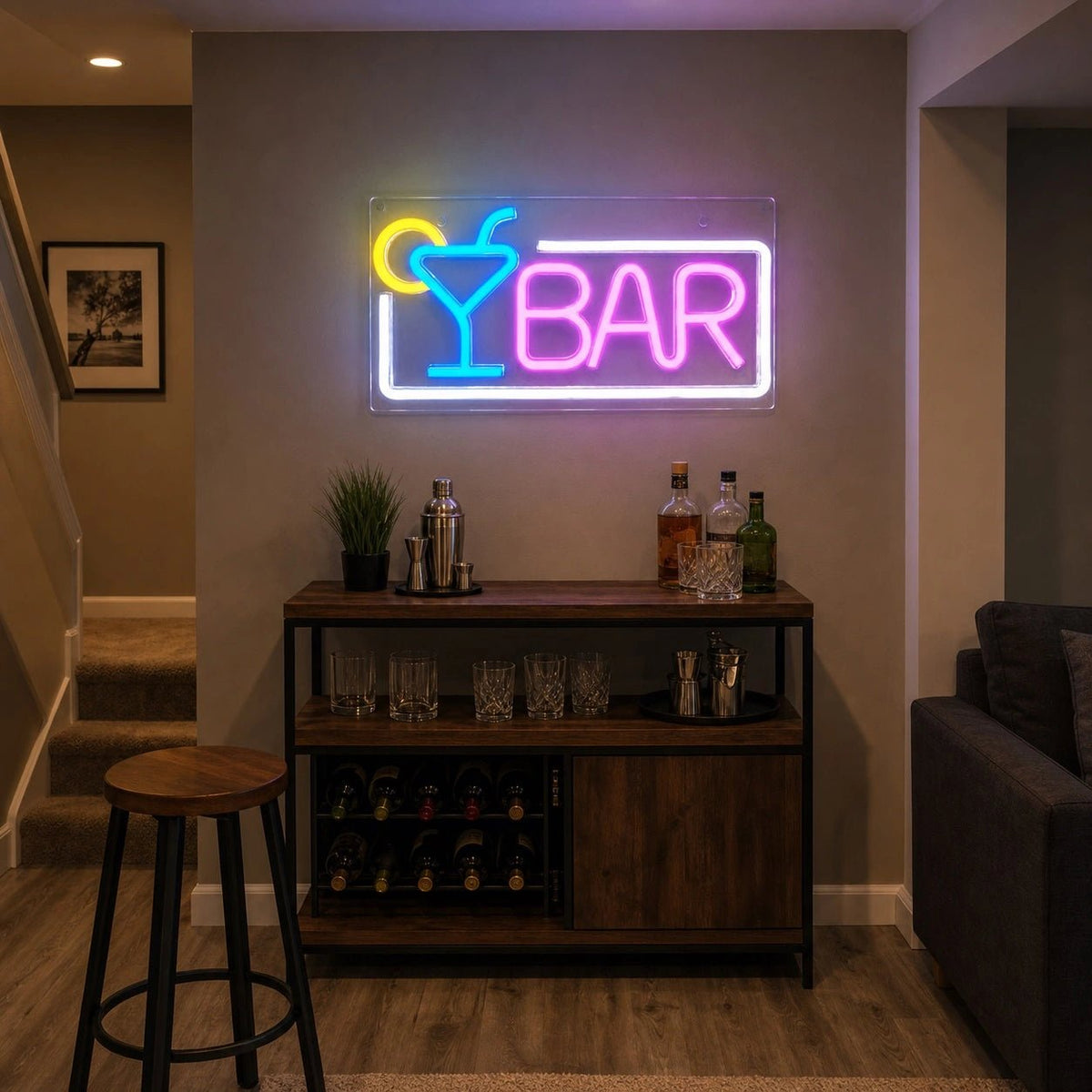 Framed Bar Martini Glass LED Neon Sign - Shineneon