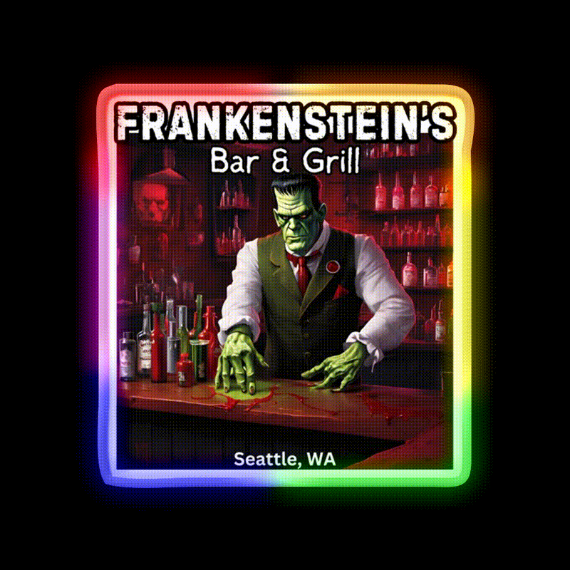 Frankenstiens Bar And Grill Man Cave Bar Led Neon Sign