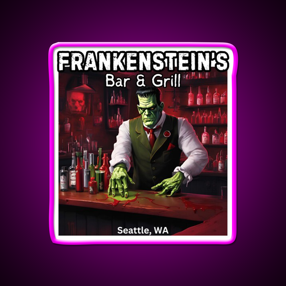 Frankenstiens Bar And Grill Man Cave Bar Led Neon Sign