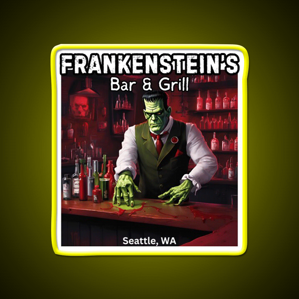Frankenstiens Bar And Grill Man Cave Bar Led Neon Sign