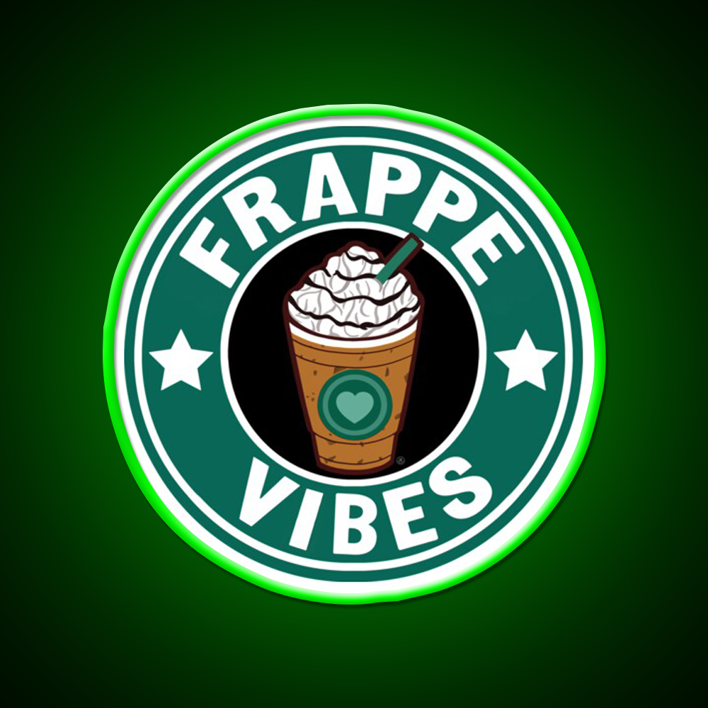 Frappe Vibes Cafe Led Neon Sign Espresso Bar Art Rgb Color