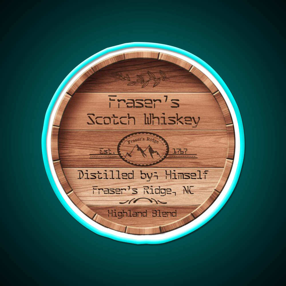 Frasers Scotch Whiskey Barrel Lid Whiskey Drink Bar Led Neon Sign Rgb Color