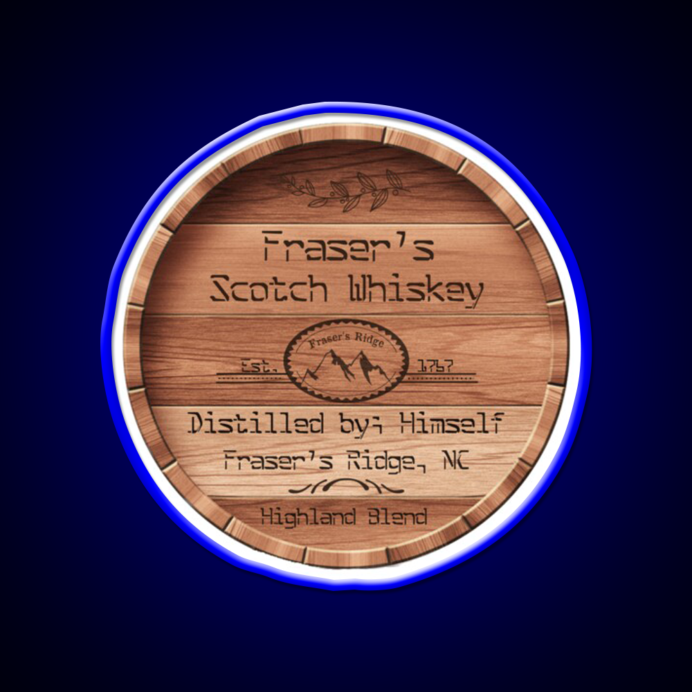 Frasers Scotch Whiskey Barrel Lid Whiskey Drink Bar Led Neon Sign Rgb Color