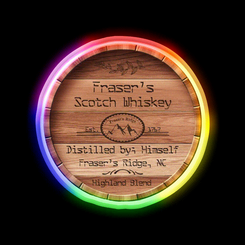 Frasers Scotch Whiskey Barrel Lid Whiskey Drink Bar Led Neon Sign Rgb Color