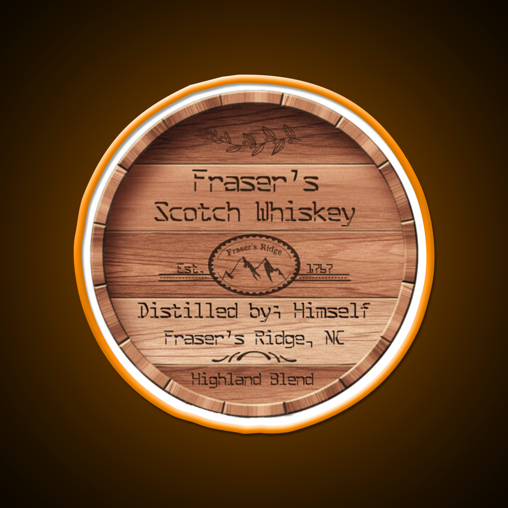 Frasers Scotch Whiskey Barrel Lid Whiskey Drink Bar Led Neon Sign Rgb Color
