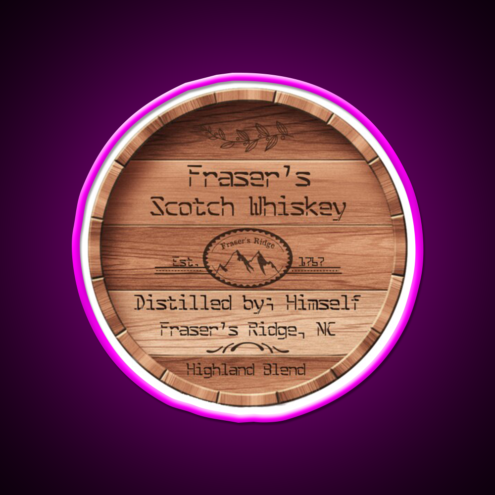 Frasers Scotch Whiskey Barrel Lid Whiskey Drink Bar Led Neon Sign Rgb Color