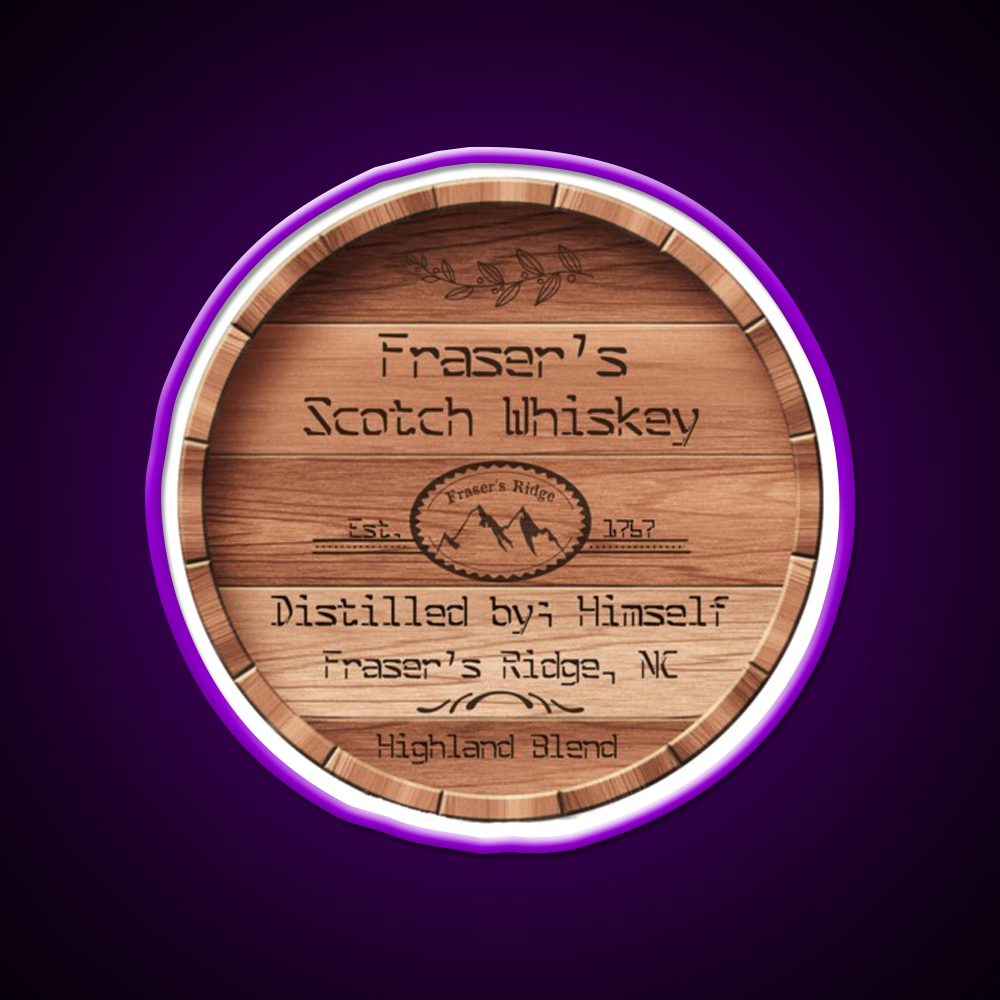 Frasers Scotch Whiskey Barrel Lid Whiskey Drink Bar Led Neon Sign Rgb Color