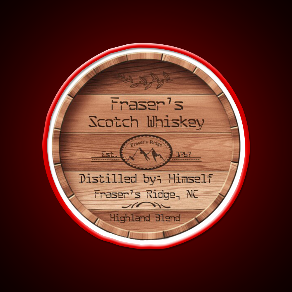 Frasers Scotch Whiskey Barrel Lid Whiskey Drink Bar Led Neon Sign Rgb Color