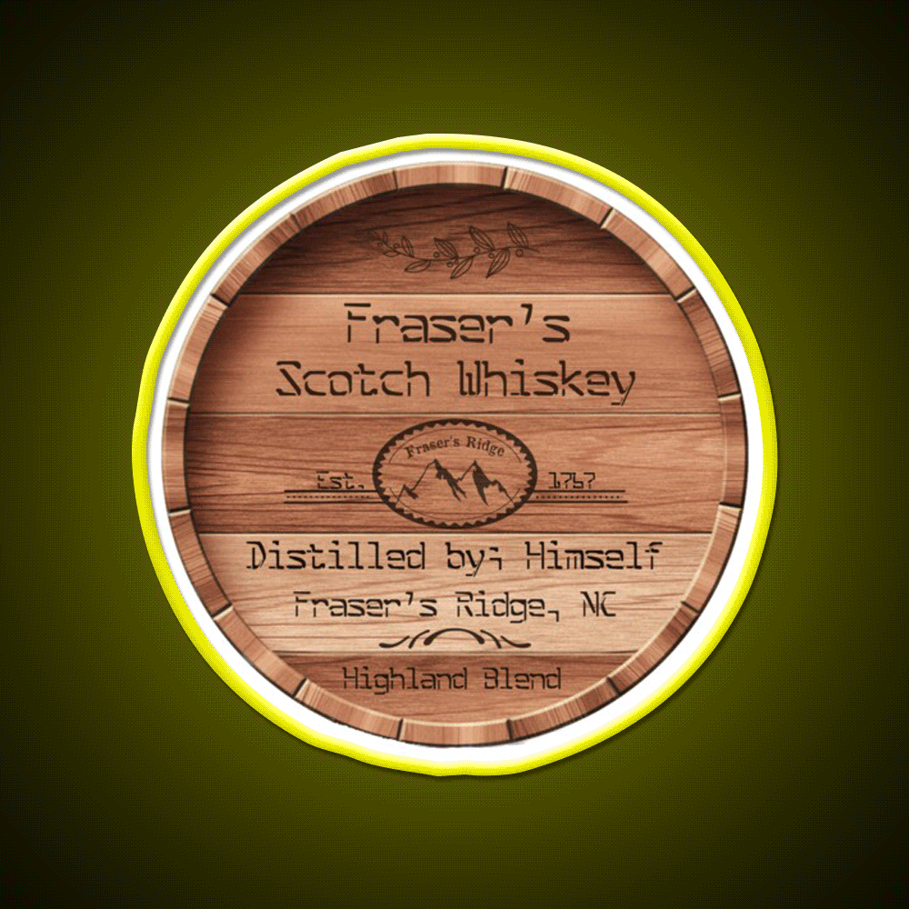 Frasers Scotch Whiskey Barrel Lid Whiskey Drink Bar Led Neon Sign Rgb Color