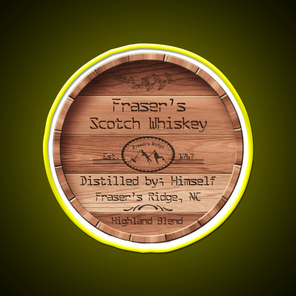 Frasers Scotch Whiskey Barrel Lid Whiskey Drink Bar Led Neon Sign Rgb Color