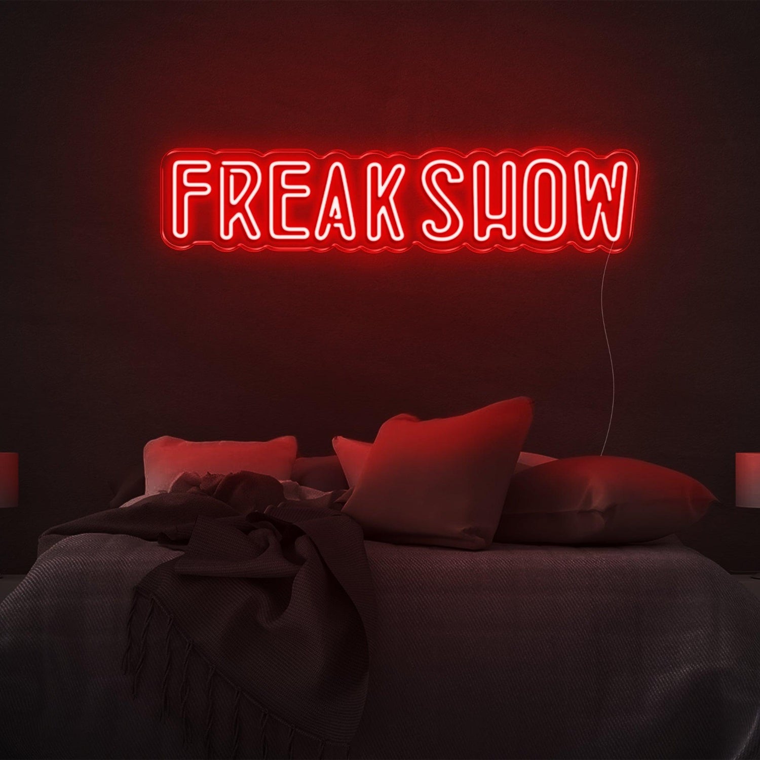 Freak Show Pink Led Neon Sign With Wavy Design Modern Bedroom Wall Decor | Shineneon