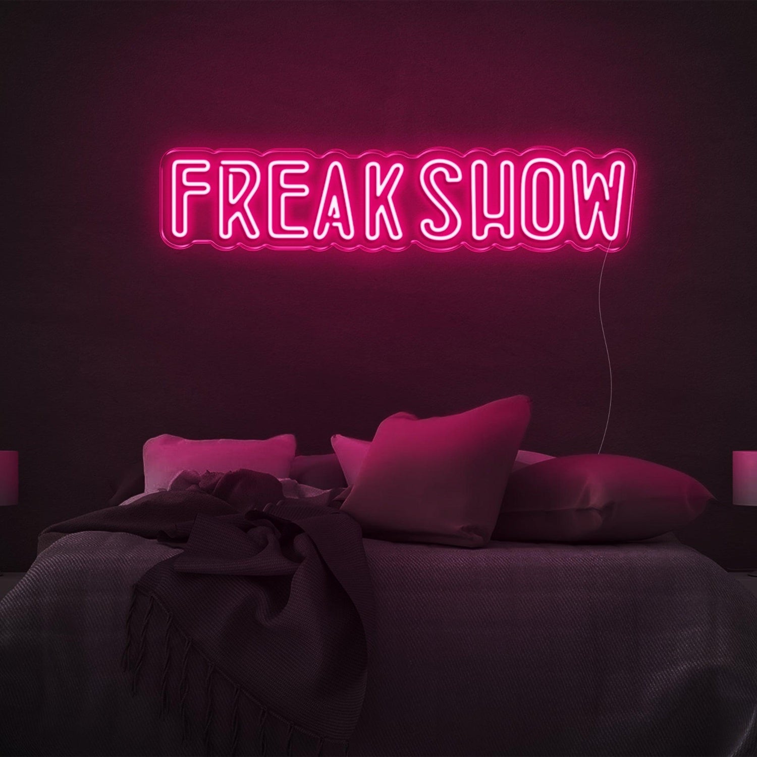 Freak Show Pink Led Neon Sign With Wavy Design Modern Bedroom Wall Decor | Shineneon