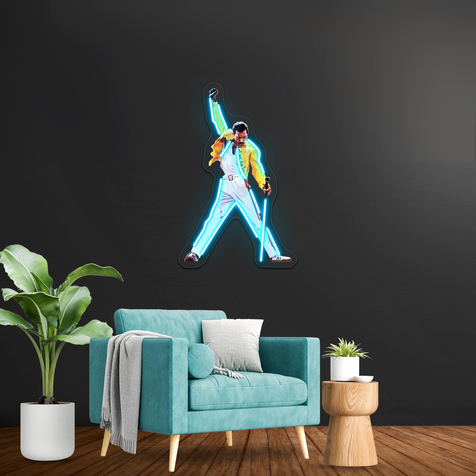 Freddie Mercury In Concert Artwork Personalized Light Up Sign | Shineneon