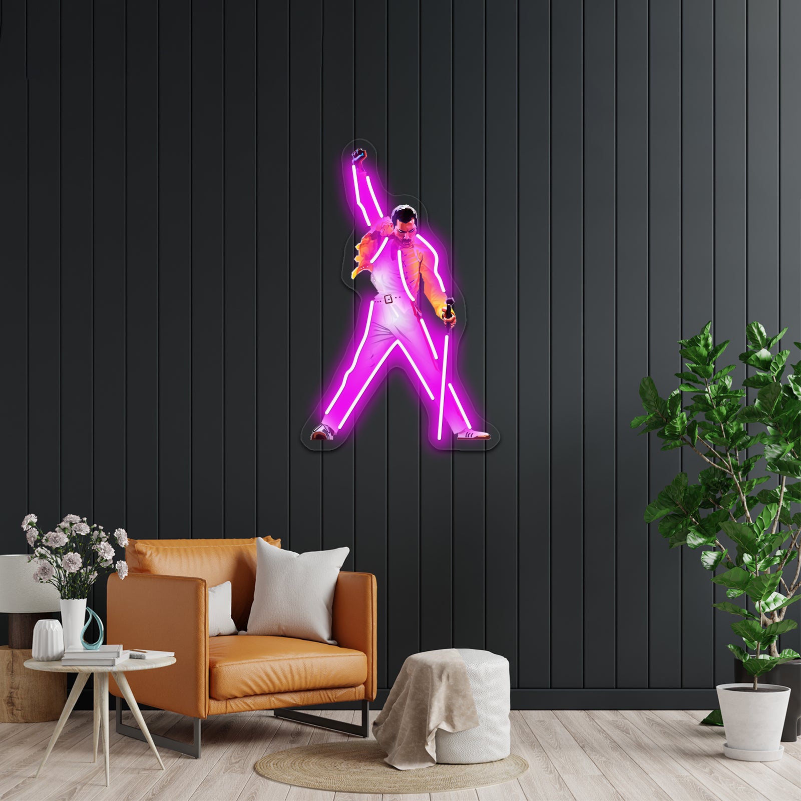 Freddie Mercury In Concert Artwork Personalized Light Up Sign | Shineneon
