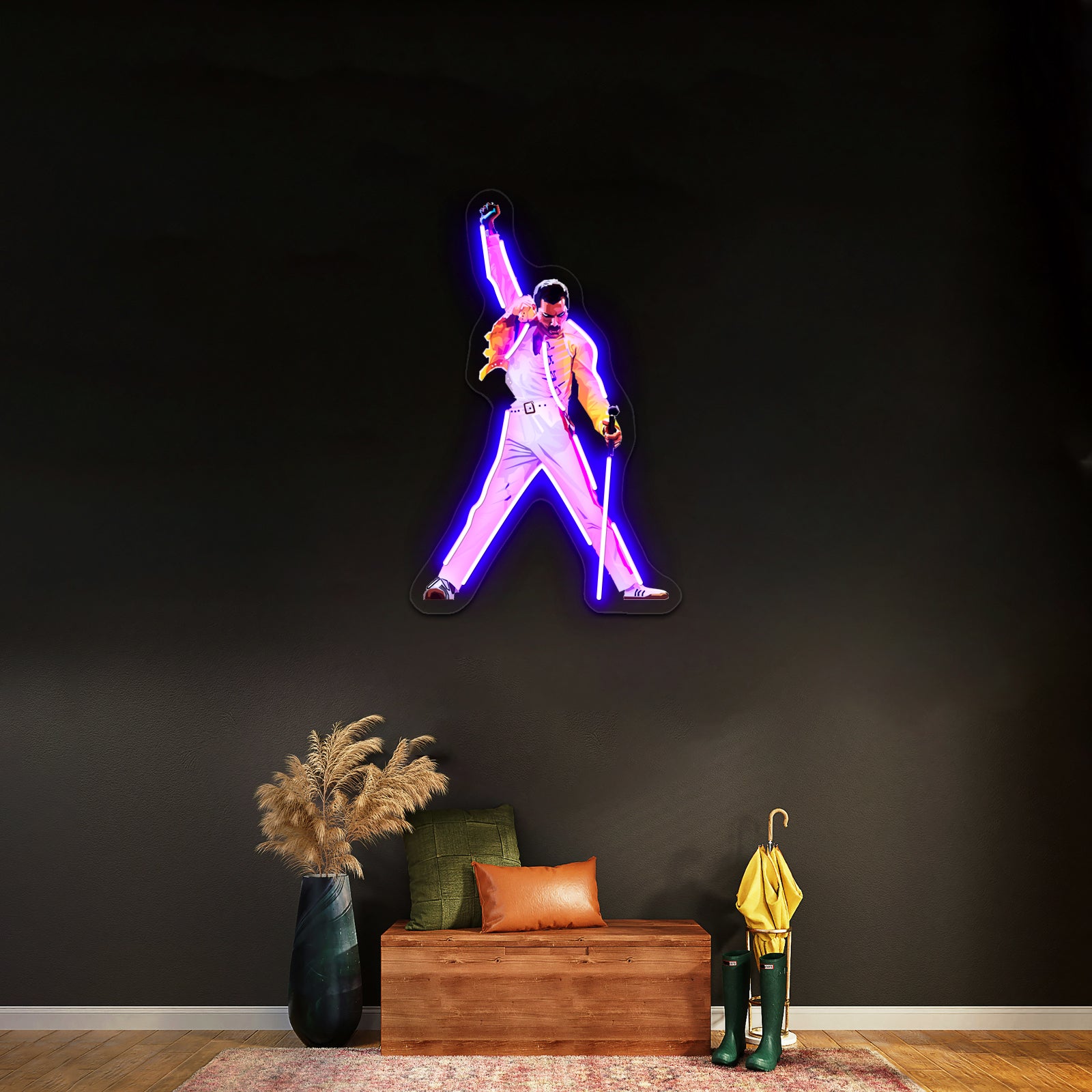Freddie Mercury In Concert Artwork Personalized Light Up Sign | Shineneon