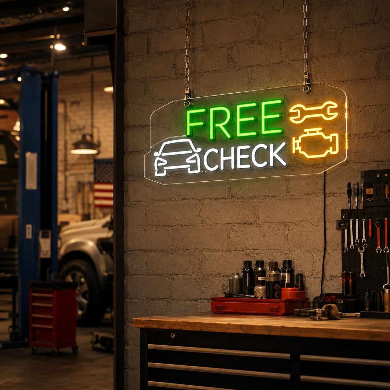 Free Check Neon Sign LED Neon Sign real lifestyle scene