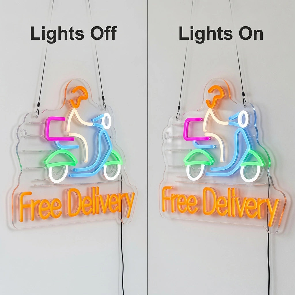 Free Delivery LED Neon Sign - 06 Day Night Comparison