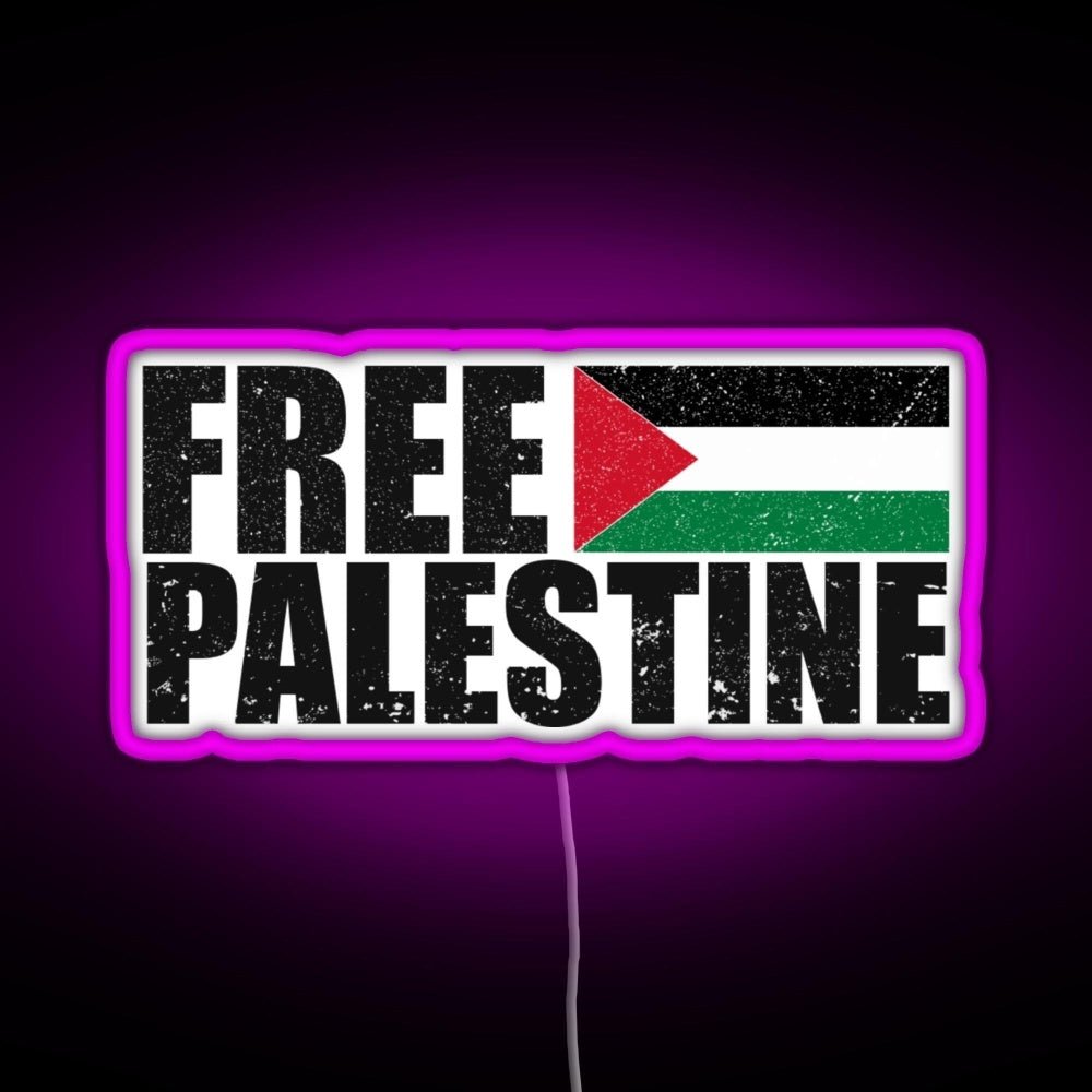 Free Palestine Free Gaza Palestine Flag Arabic Rgb Neon Sign - Shineneon