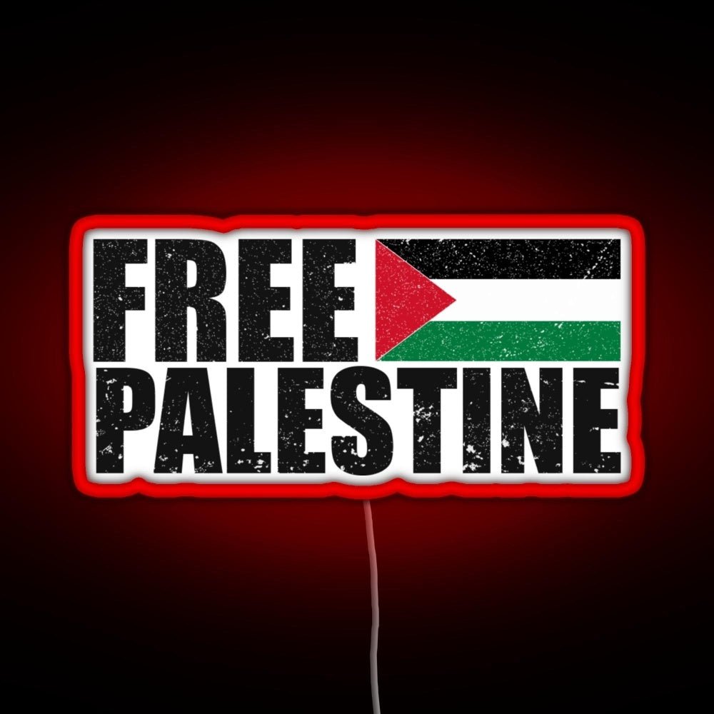 Free Palestine Free Gaza Palestine Flag Arabic Rgb Neon Sign - Shineneon