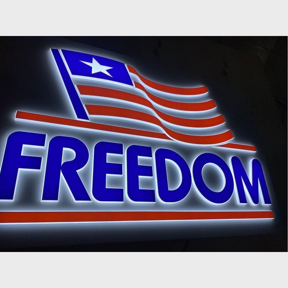 Freedom 3D Frontlit And Backlit Channel Letter Led Light Sign - Shineneon
