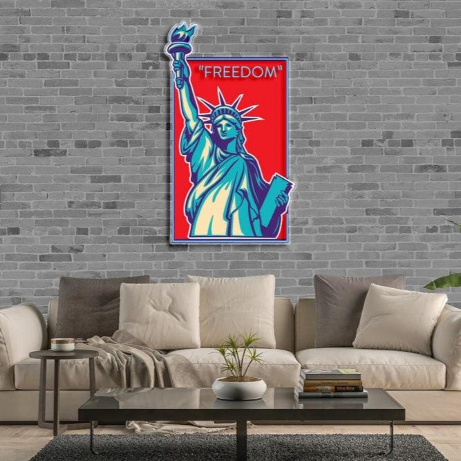 Freedom Blue Red Statue Led Neon Sign For Home Bar Cafe Decor | Shineneon