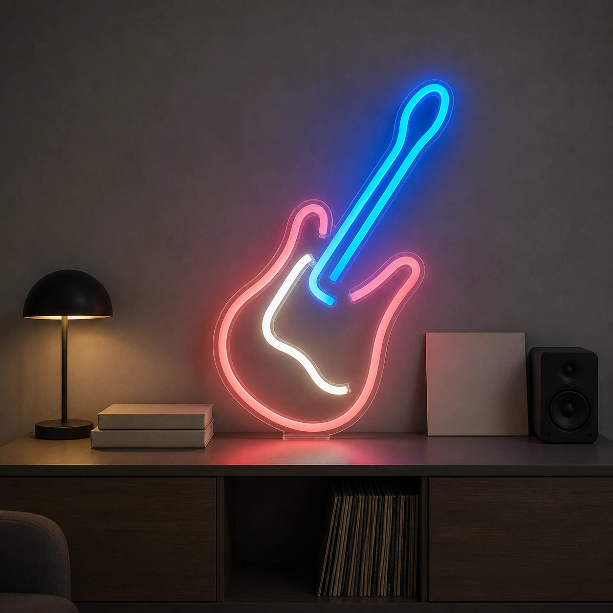 Freestanding Electric Guitar LED Neon Sign size image