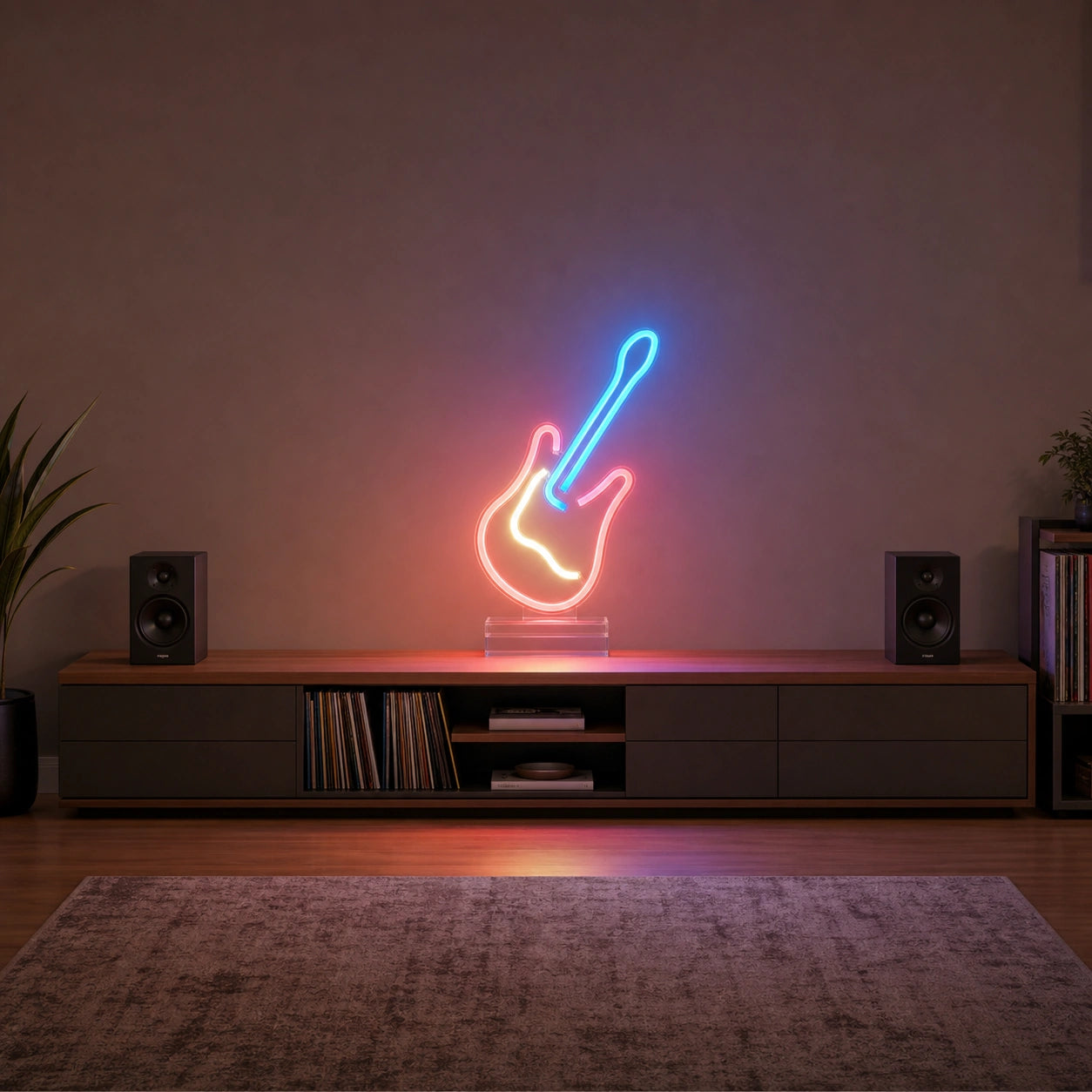 Freestanding Electric Guitar LED Neon Sign Home Bar Wall Decoration size image