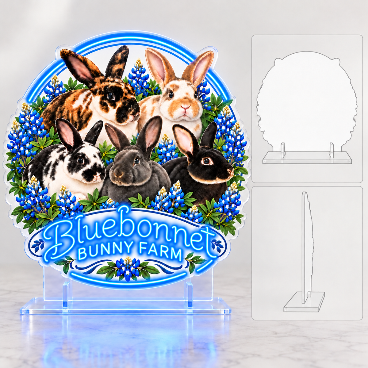 Bluebonnet Bunny Farm Custom LED Neon Sign