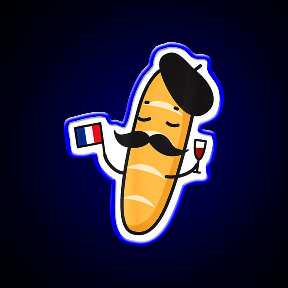 French Baguette Holding A French Flag And Wine Beer Bar Decor Led Neon Sign Rgb Color - LED neon sign view 5