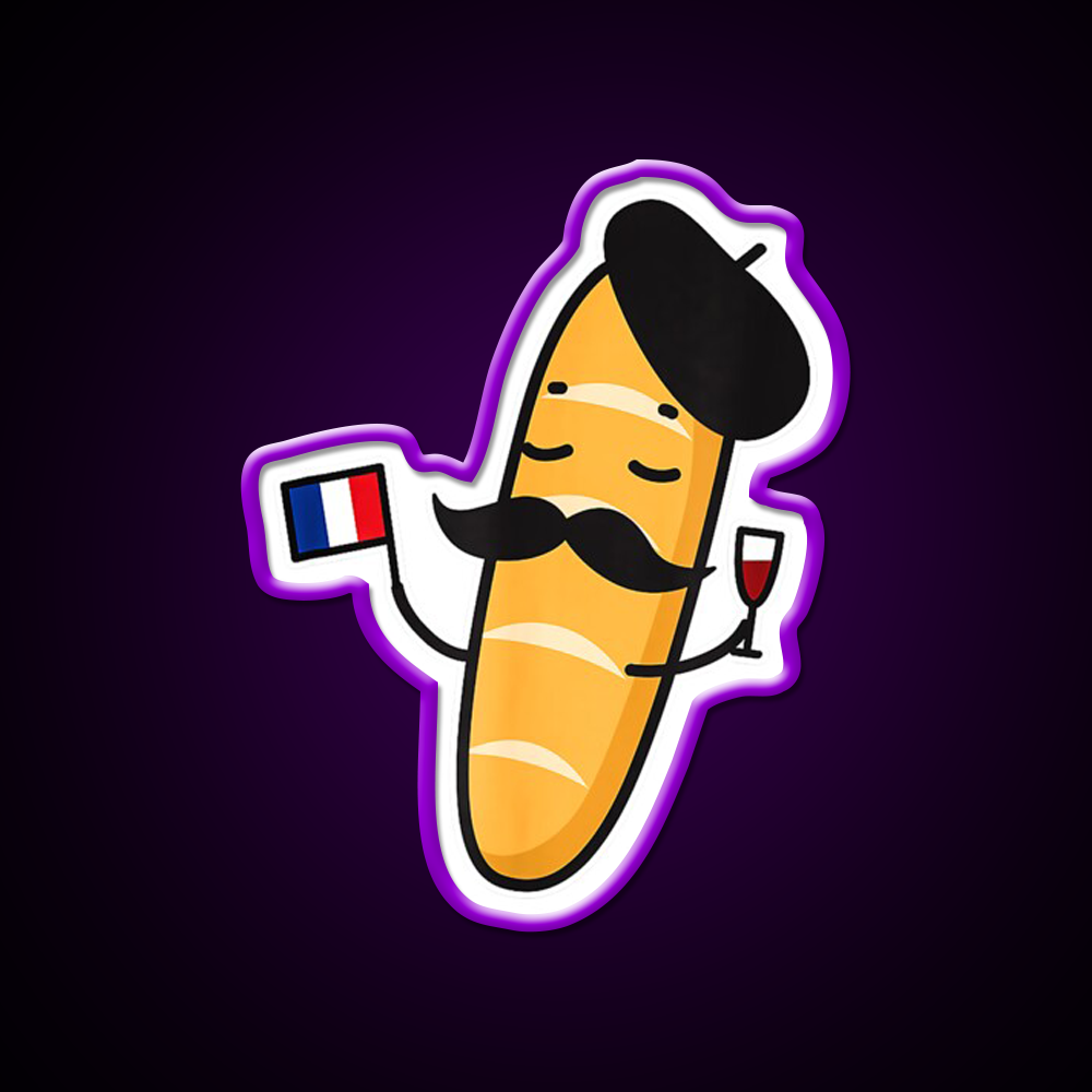 French Baguette Holding A French Flag And Wine Beer Bar Decor Led Neon Sign Rgb Color - LED neon sign view 9